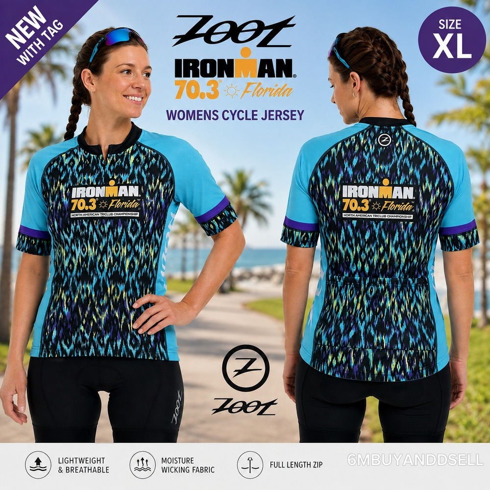 Zoot Ironman 70.3 Florida Cycling Jersey Womens XL Blue Purple Ikat FL718  NWT